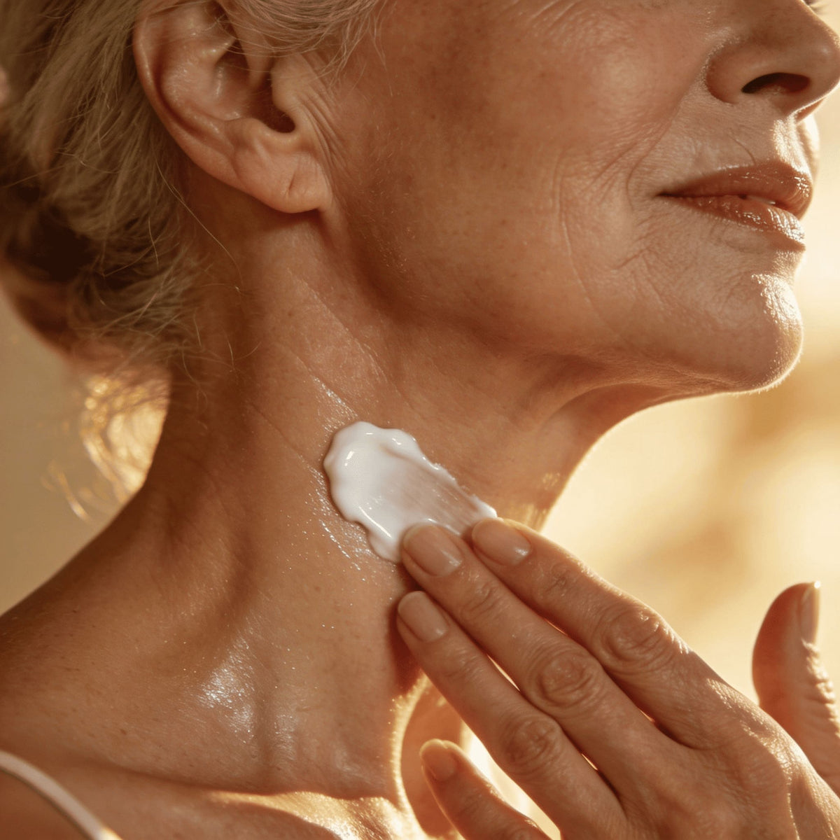 Collo e décolleté dopo l'applicazione della crema